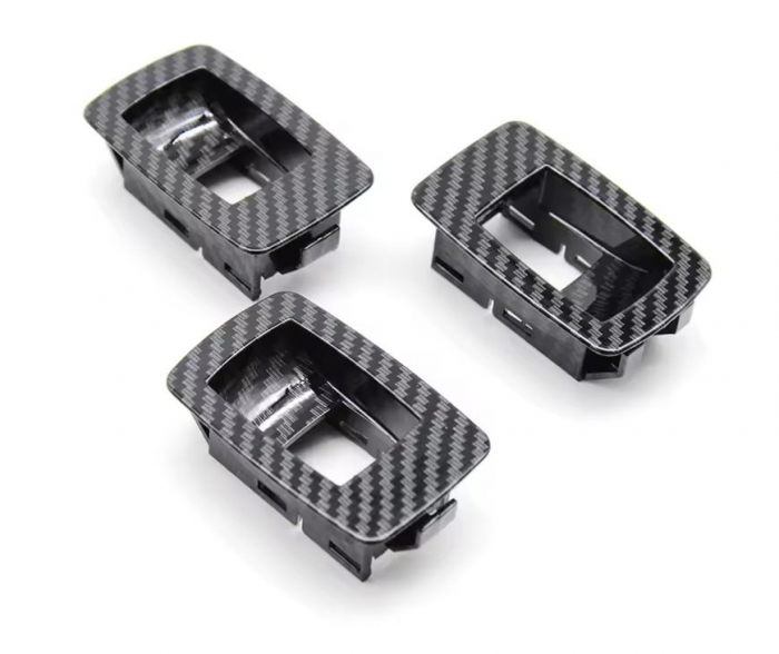Set 3 Ornamente Butoane Geamuri Dedicat BMW Seria 3 E90 E91, Negru Carbon [1]