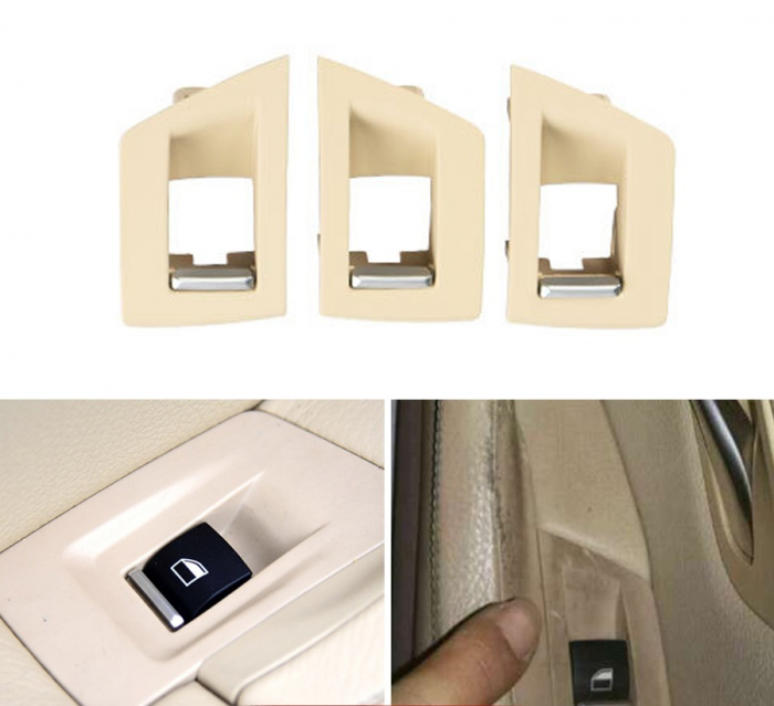 Set 3 Ornamente Butoane Geamuri Pasageri Dedicat BMW Seria 5 F10 F11, Bej [5]