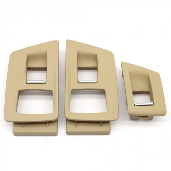 Set 3 Ornamente Butoane Geamuri Pasageri Dedicat BMW Seria 5 F10 F11, cu perdeluta, Bej [1]