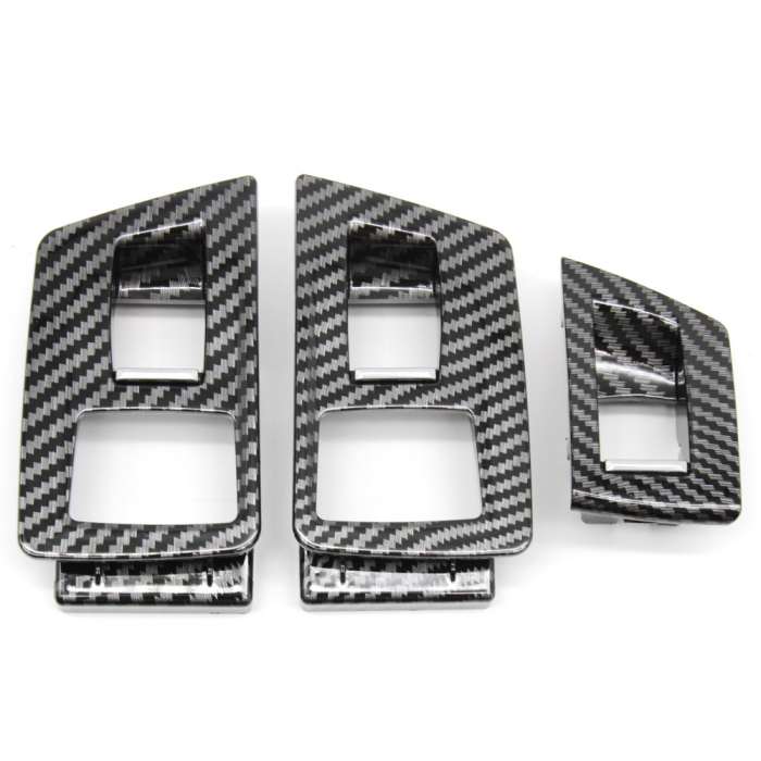 Set 3 Ornamente Butoane Geamuri Pasageri Dedicat BMW Seria 5 F10 F11, cu perdeluta, Negru Carbon [1]