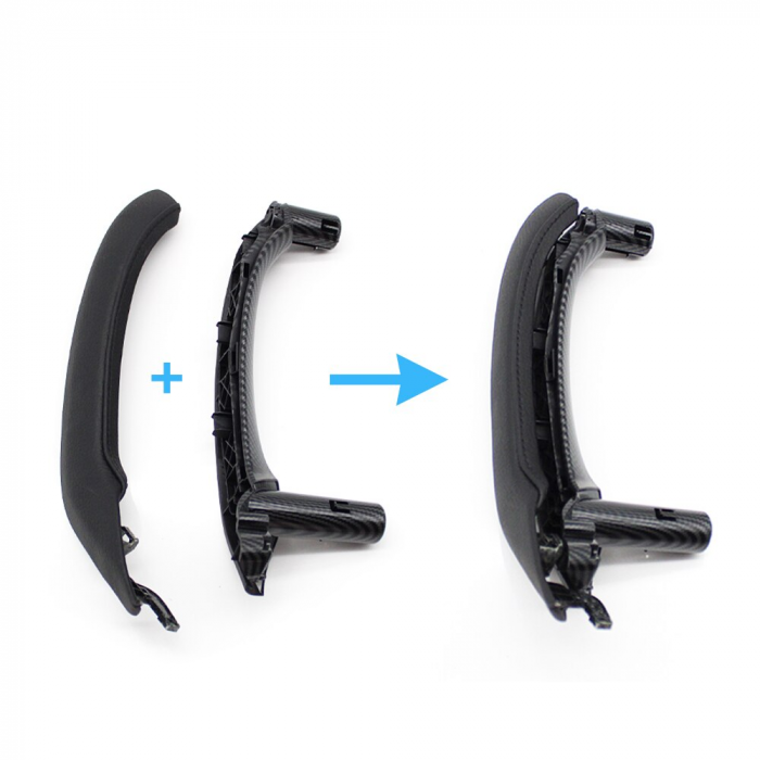 Set 4 Manere Complete Usa Pasager Stanga Dreapta Dedicat BMW X3 X4 F25 F26, Negru Carbon [2]
