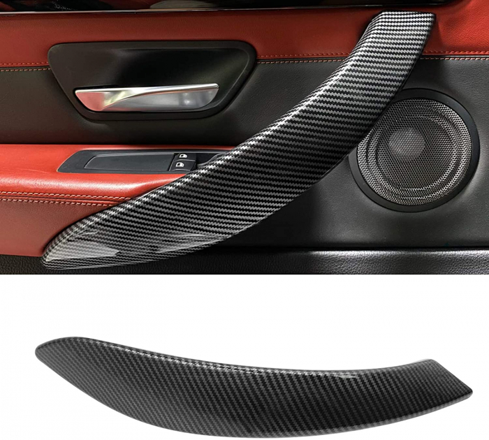 Set 4 Manere Exterior Usa Portiera Dedicat BMW F30 F31 F34 F35 F36, Negru Carbon [4]