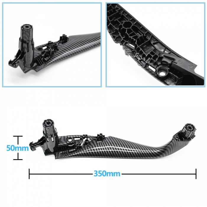 Set 4 Manere Interior Usa Dedicat BMW Seria 5 G30 G31 G38 M5 F90, Negru Carbon [2]