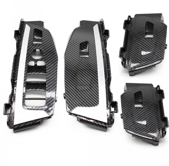 Set 4 Ornamente Butoane Geamuri Usi Dedicat BMW X3 G01 G08 F97 X4 G02 F98, Negru Carbon [1]