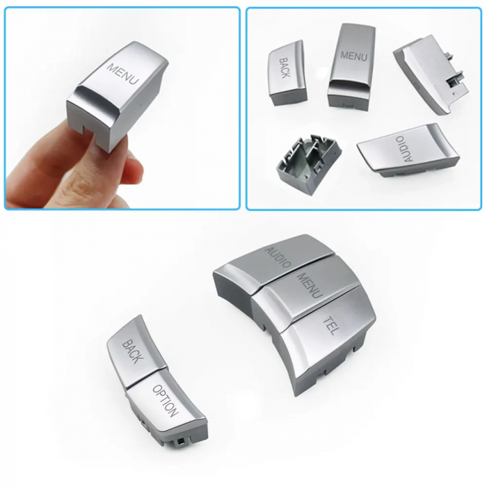 Set 5 Butoane Consola Multimedia iDrive Dedicat BMW Seria 1 2 3 4 F20 F21 F22 F30 F31 F32 F33 F45 F46 F48 F49 F52 F82 F83 F87 M3 M4, Argintiu [3]