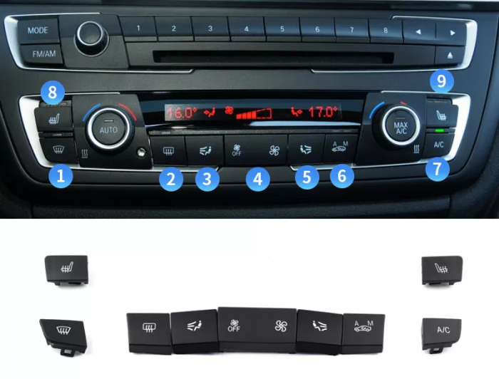 Set 9 Butoane Consola Clima Aer AC BMW F20 F30 F31 F32 F34 F35 F45 F46 F80 [2]