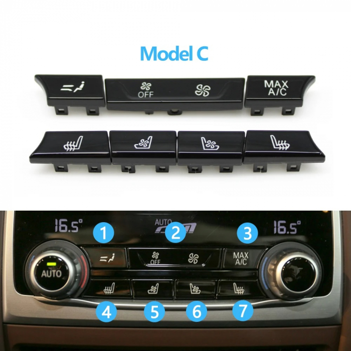 Set 7 Butoane Panou Clima Ventilatie Spate Dedicat BMW G30 G31 6GT  G32 G11 G12 F90 M5, Model C [2]