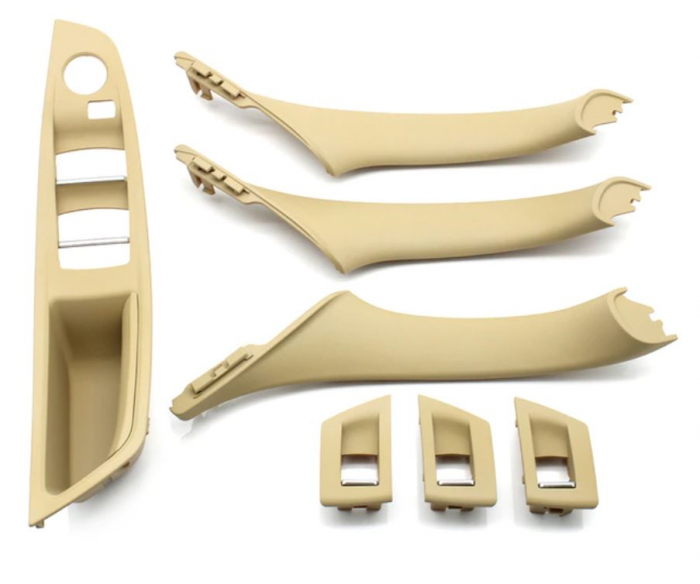 Set 7 Ornamente Manere Interioare Dedicat BMW Seria 5 F10 F11, Bej [1]