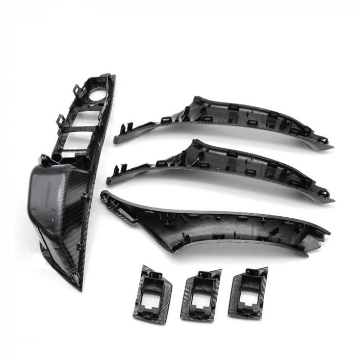 Set 7 Ornamente Manere Interioare Dedicat BMW Seria 5 F10 F11, Negru Carbon [2]