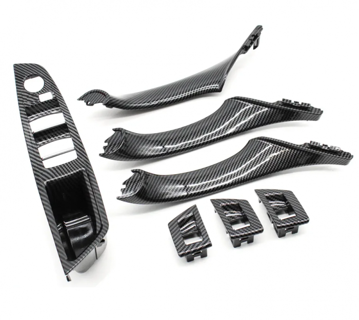 Set 7 Ornamente Manere Interioare Dedicat BMW Seria 5 F10 F11, Negru Carbon [1]