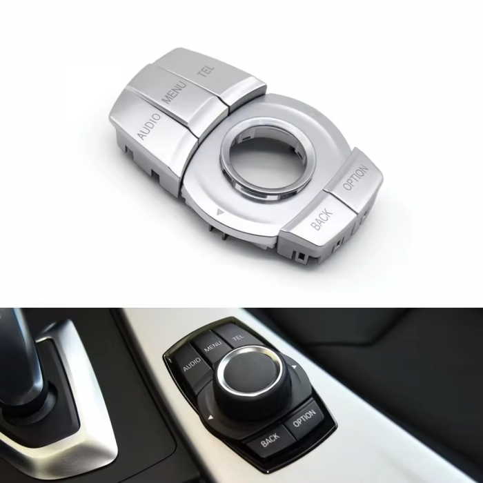 Set 7 Piese Butoane Consola Multimedia iDrive Dedicat BMW F20 F21 F45 F46 F48 F49 F30 F32 F33 F82, Argintiu [3]