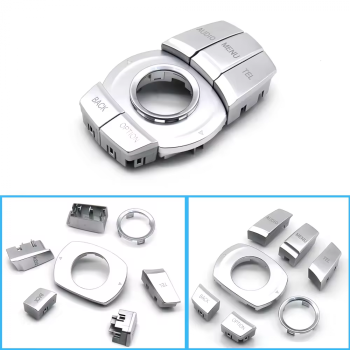 Set 7 Piese Butoane Consola Multimedia iDrive Dedicat BMW F20 F21 F45 F46 F48 F49 F30 F32 F33 F82, Argintiu [2]