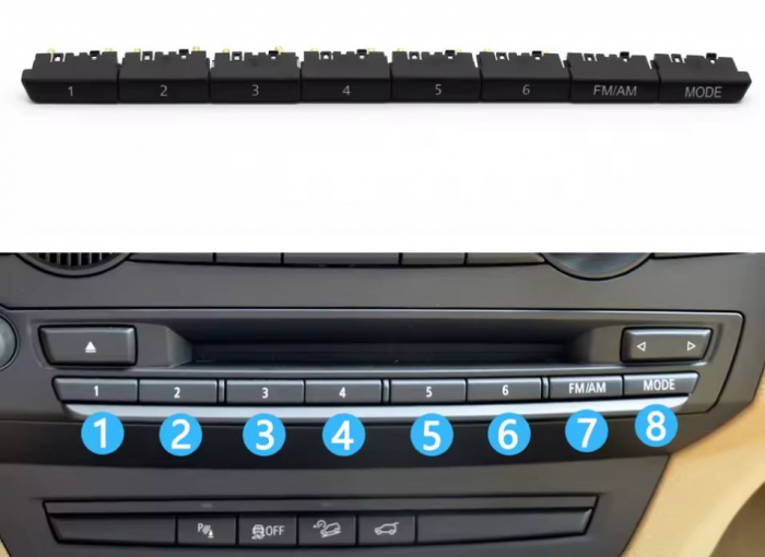 Set 8 Butoane Panou CD Radio Dedicat BMW E70 E71 X5 X6 [2]