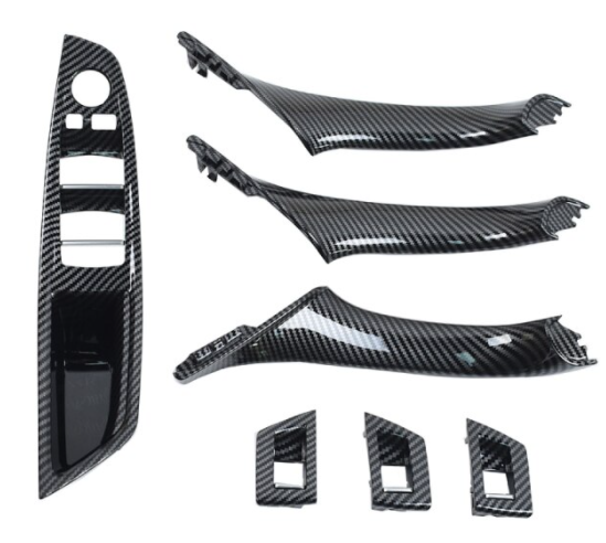 Set 7 Ornamente Manere Interioare Dedicat BMW Seria 5 F10 F11, Negru Carbon [1]