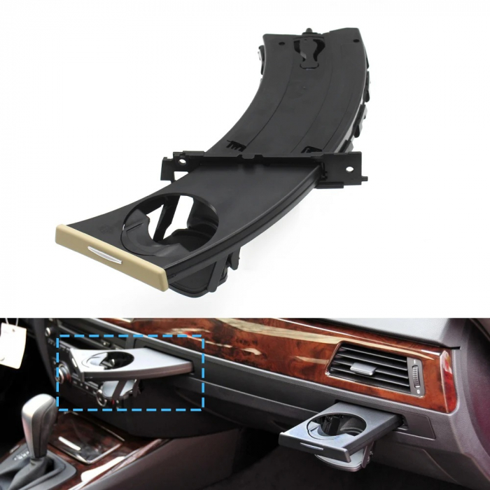 Suport Pahar Dedicat BMW Seria 3 E90 E91 E92 E93, Stanga, Bej [2]