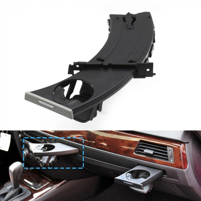 Suport Pahar Dedicat BMW Seria 3 E90 E91 E92 E93, Stanga, Gri [2]