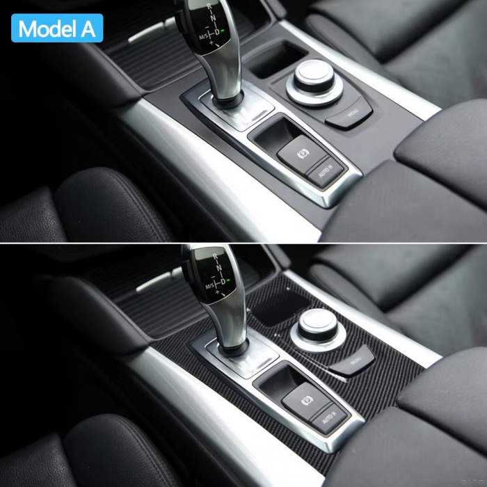 Trim Ornament Consola Centrala Dedicat BMW X5 X6 E70 E71, Negru carbon [3]