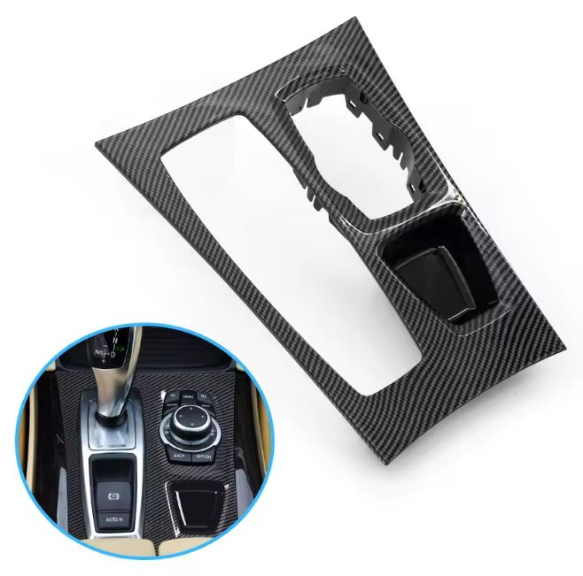 Trim Ornament Consola Centrala Dedicat BMW X5 X6 E70 E71, Negru carbon [1]