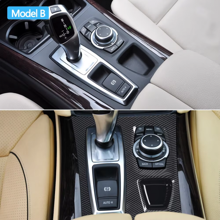 Trim Ornament Consola Centrala Dedicat BMW X5 X6 E70 E71, Negru carbon [4]