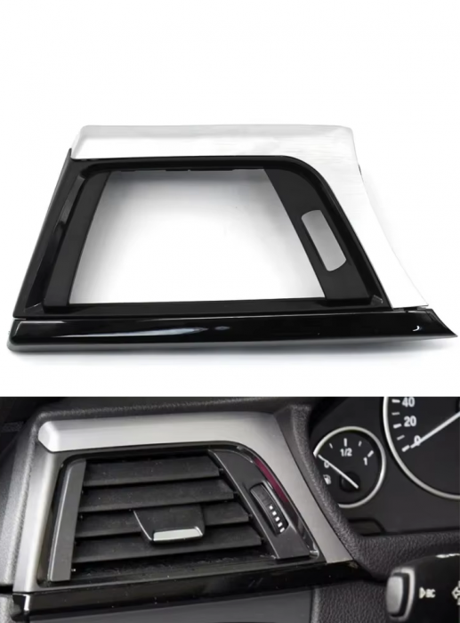 Trim Ornament Grila Ventilatie Aer Dedicat BMW F30 F31 F34 F35 F32 F33 F36 F82 F83, Stanga, Argintiu [2]