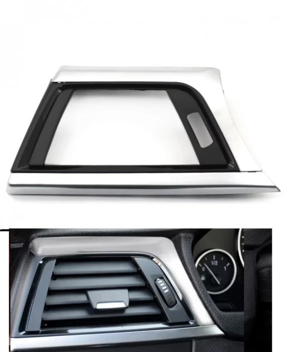 Trim Ornament Grila Ventilatie Aer Dedicat BMW F30 F31 F34 F35 F32 F33 F36 F82 F83, Stanga, Argintiu [2]