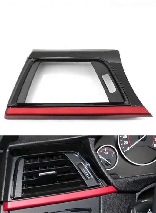 Trim Ornament Grila Ventilatie Aer Dedicat BMW F30 F31 F34 F35 F32 F33 F36 F82 F83, Stanga, Negru lucios [2]