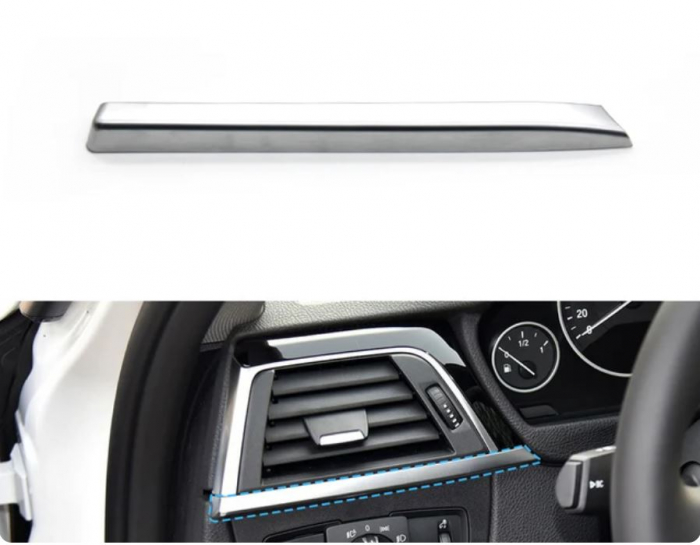 Trim Ornament Grila Ventilatie Dedicat BMW Seria 3 4 M3 M4 F30 F31 F34 F35 F32 F33 F36 F82 F83, Stanga, Argintiu [3]