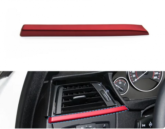 Trim Ornament Grila Ventilatie Dedicat BMW Seria 3 4 M3 M4 F30 F31 F34 F35 F32 F33 F36 F82 F83, Stanga, Rosu [3]