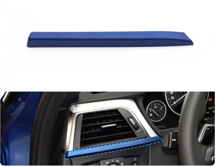 Trim Ornament Grila Ventilatie Dedicat BMW Seria 3 4 M3 M4 F30 F31 F34 F35 F32 F33 F36 F82 F83, Stanga, Albastru [2]