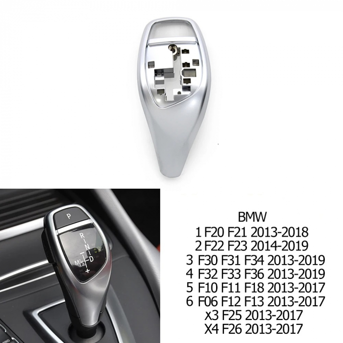 Trim Ornament Selector Schimbator Viteze Dedicat BMW F20 F22 F30 F32 F36 F10 F01 F25 F26, SMG, Argintiu [2]