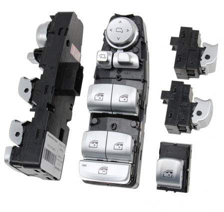 Set 4 Butoane Geamuri Oglinzi Usa Portiera Dedicat BMW F01 F02 F06 F07 F10 F11 F20 F25 F26 F30 F31 F34 F36, cu buton oglinzi, Crom [1]