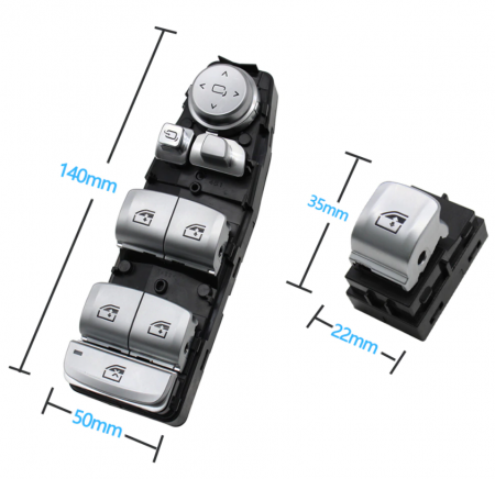 Set 4 Butoane Geamuri Oglinzi Usa Portiera Dedicat BMW F01 F02 F06 F07 F10 F11 F20 F25 F26 F30 F31 F34 F36, cu buton oglinzi, Crom [3]