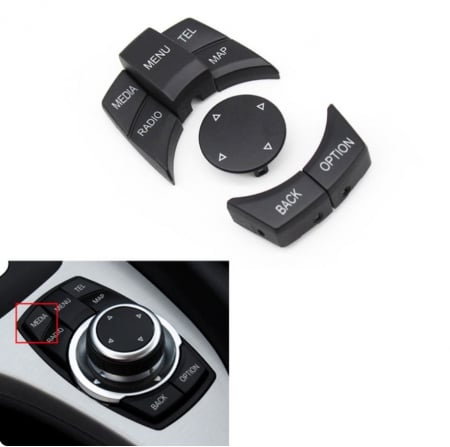 Set 6 Butoane Consola Multimedia iDrive Dedicat BMW Seria E E81 E82 E87 E88 E90 E91 E92 E60 E61 E63 E84 E89 E70 E71, cu buton Media [3]