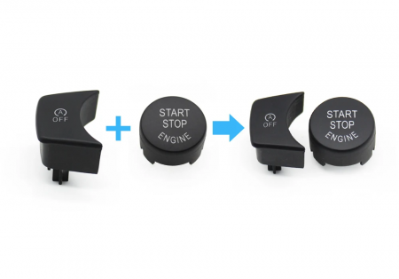 Set 2 Buton Start Stop si OFF Dedicat BMW X1 X2 F48 F89 F39 F45 F46, Negru [1]