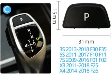 Buton Capac Selector Parcare Parking Dedicat BMW F01 F02 F06 F07 F10 F11 F12 F13 F20 F25 F26 F30 F31 F32 F34 F36, SMG, Negru [4]