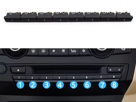 Set 8 Butoane Panou CD Radio Dedicat BMW E70 E71 X5 X6 [1]