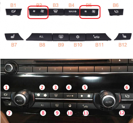 Set 2 Butoane Volum Ventilatie Clima BMW F10 F11 F01 F02 F06 F12 F15 F16, NonFacelift, din set 12buc [3]