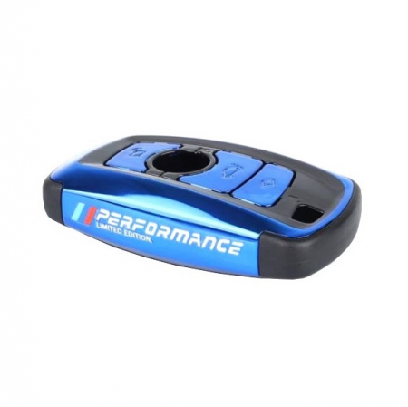 X2 F39 - Husa Breloc Protectie Cheie Telecomanda Performance Limited Edition Dedicat BMW F01 F02 F06 F10 F11 F13 F25 F30 F31 F32 F34, Albastru