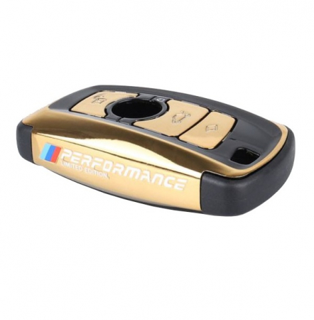 X2 F39 - Husa Breloc Protectie Cheie Telecomanda Performance Limited Edition Dedicat BMW F01 F02 F06 F10 F11 F13 F25 F30 F31 F32 F34, Auriu
