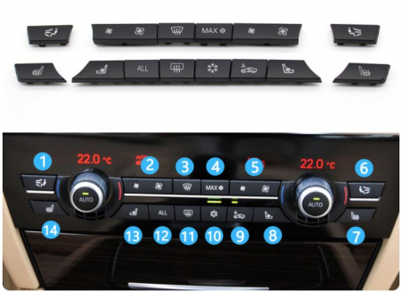 Set 14buc Butoane Consola Clima Ventilatie AC Aer Dedicat BMW F01 F02 F06 F07 F10 F11 F13 F15 F16, NonFacelift [1]