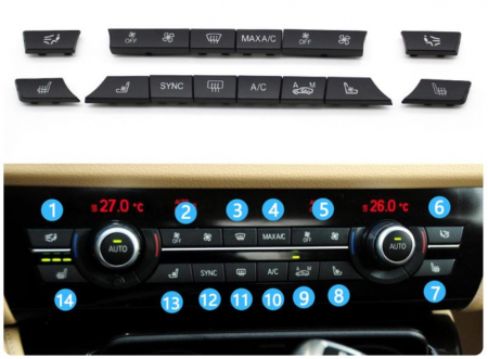 Set 14buc Butoane Consola Clima Ventilatie AC Aer BMW F01 F02 F06 F07 F10 F11 F13 F15 F16, Facelift [1]