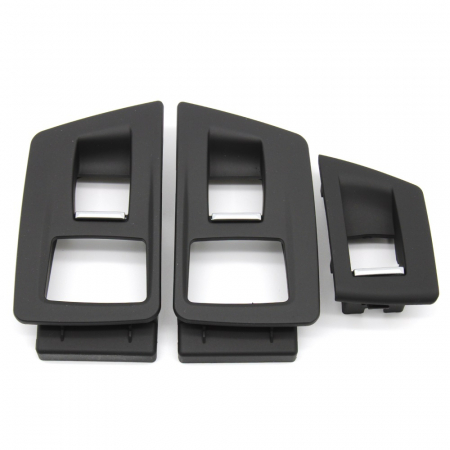 F10 F11 - Set 3 Ornamente Butoane Geamuri Pasageri Dedicat BMW Seria 5 F10 F11, cu perdeluta, Negru