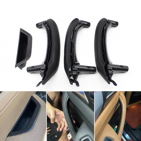 Set 4 Manere Complete Usa Pasager Stanga Dreapta Dedicat BMW X3 X4 F25 F26, Negru Carbon [2]