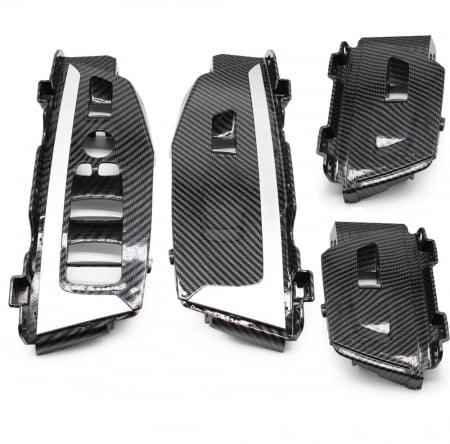X3 G01 X3M F97 - Set 4 Ornamente Butoane Geamuri Usi Dedicat BMW X3 G01 G08 F97 X4 G02 F98, Negru Carbon