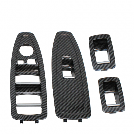 MANERE - Set 4 Ornamente Butoane Usi Dedicat BMW F20 F21 F30 F31 F34 GT F35 F36, Negru Carbon