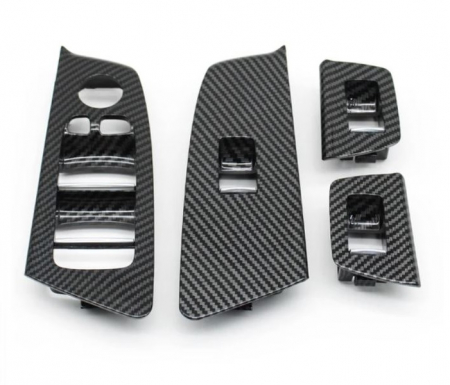 G30 G31 F90 F99 - Set 4 Trim Masca Rama Butoane Geamuri Oglinzi Usa Portiera Dedicat BMW Seria 5 G30 G31 M5 F90, Negru carbon