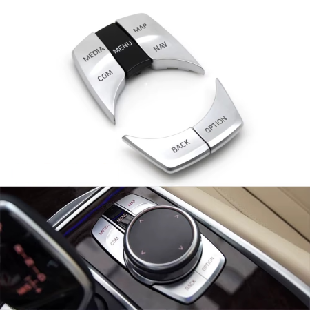 Set 6 Butoane Consola Multimedia iDrive Dedicat BMW X3 X4 G30 G31 G32 G11 G12 G01 G02 F97 F98, Argintiu [2]