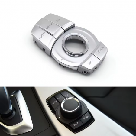 Set 7 Piese Butoane Consola Multimedia iDrive Dedicat BMW F20 F21 F45 F46 F48 F49 F30 F32 F33 F82, Argintiu [2]
