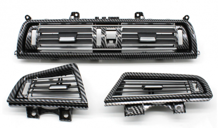 GRILE VENTILATIE - Set 3 Grile Ventilatie Aer BMW Seria 5 F10 F11, Fata, Negru Carbon