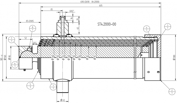 Cilindru hidraulic cursa 2000 mm capacitate 24 tone [3]